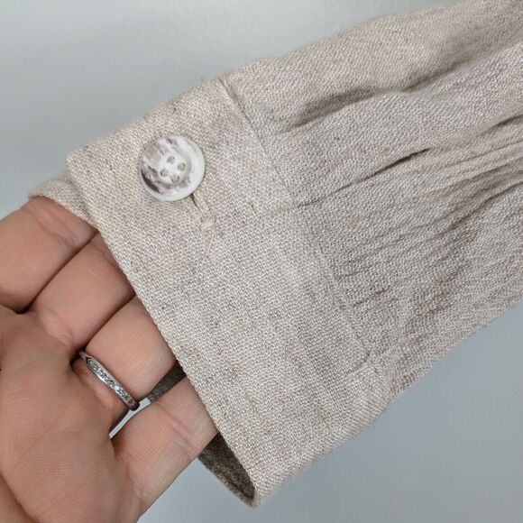 Vintage Cropped Jacket Top Brown M 90s Neutral Tan Natural Cream Floral Boho - Picture 8 of 12